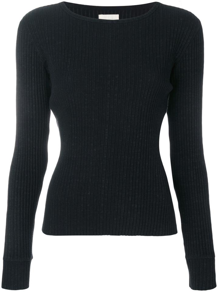 Simon Miller Slim Fit Ribbed Knit Sweater - Black