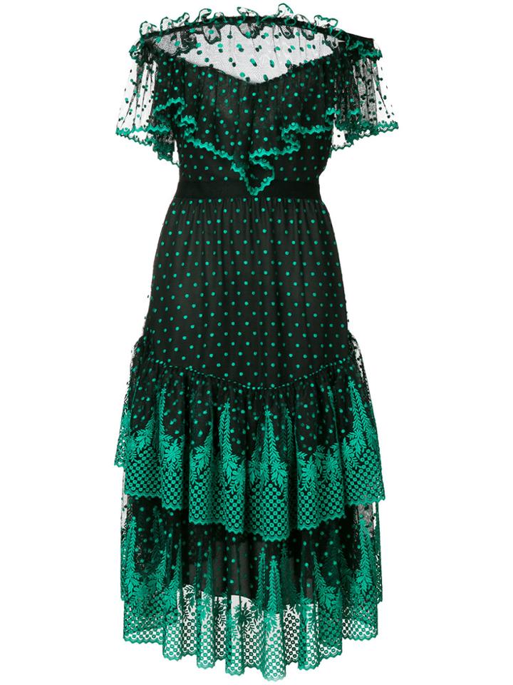 Philosophy Di Lorenzo Serafini Embroidered Tier Dress - Green