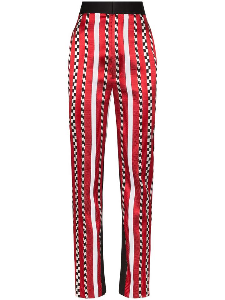 Haider Ackermann High-rise Striped Slim-leg Trousers - Red