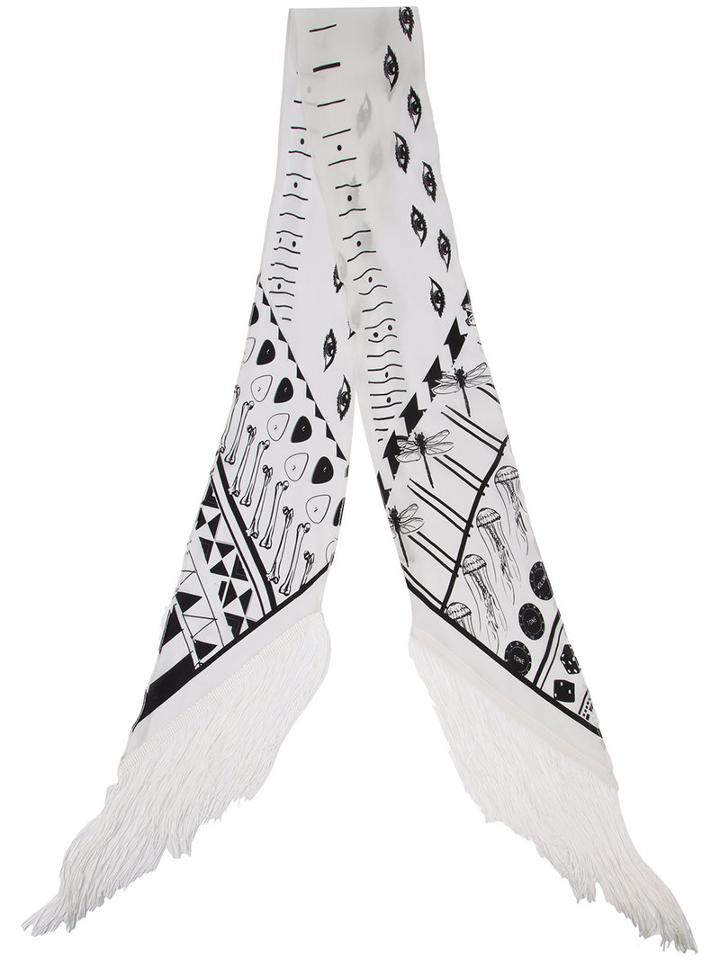 Rockins 'rockins' Fringed Skinny Scarf, Women's, Nude/neutrals, Silk