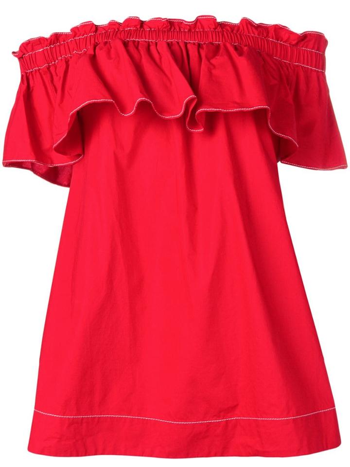 P.a.r.o.s.h. Ruffle Bardot Blouse - Red