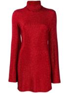 Sara Battaglia Fitted Turtleneck Dress - Red