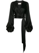 Alexandre Vauthier Silk Wrap Front Blouse - Black