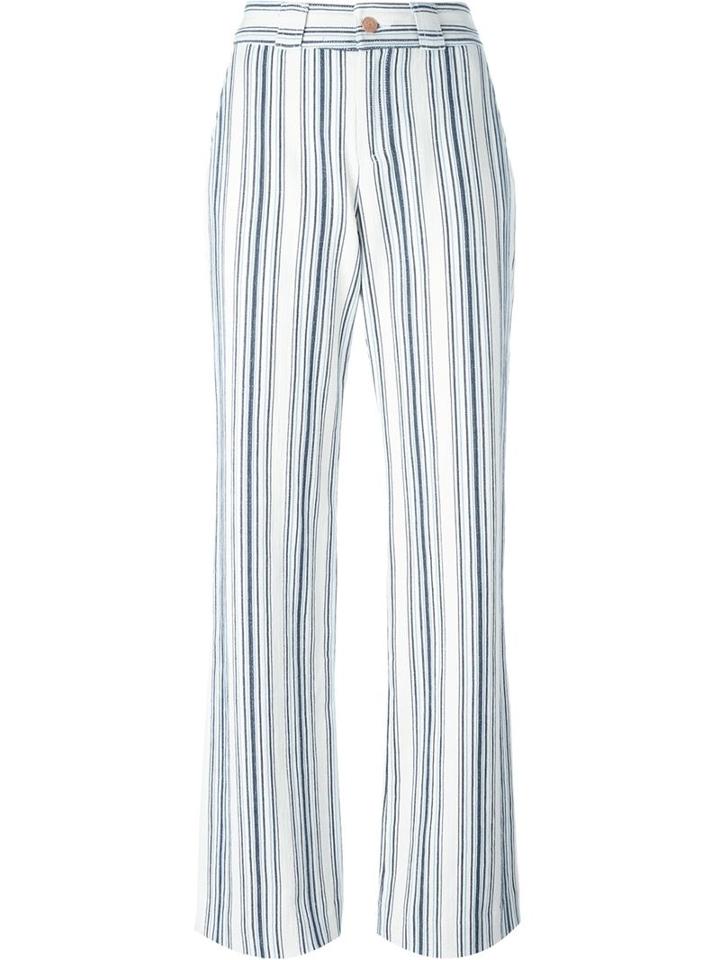 See By Chloé Striped Trousers, Women's, Size: 36, White, Cotton/linen/flax/viscose/spandex/elastane