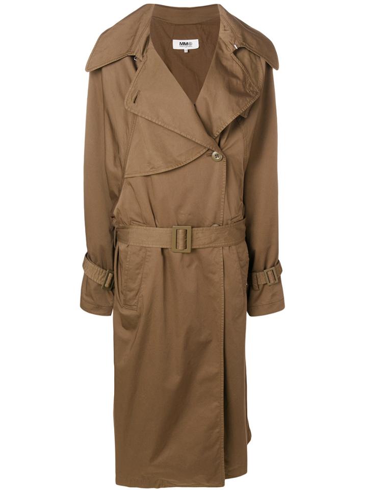Mm6 Maison Margiela Long Sleeved Trench Coat - Brown