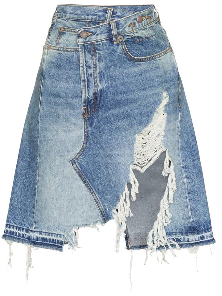 R13 Norbury Asymmetric Denim Skirt - Blue