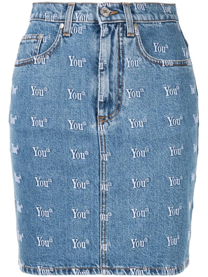 Msgm Youth Denim Skirt - Blue