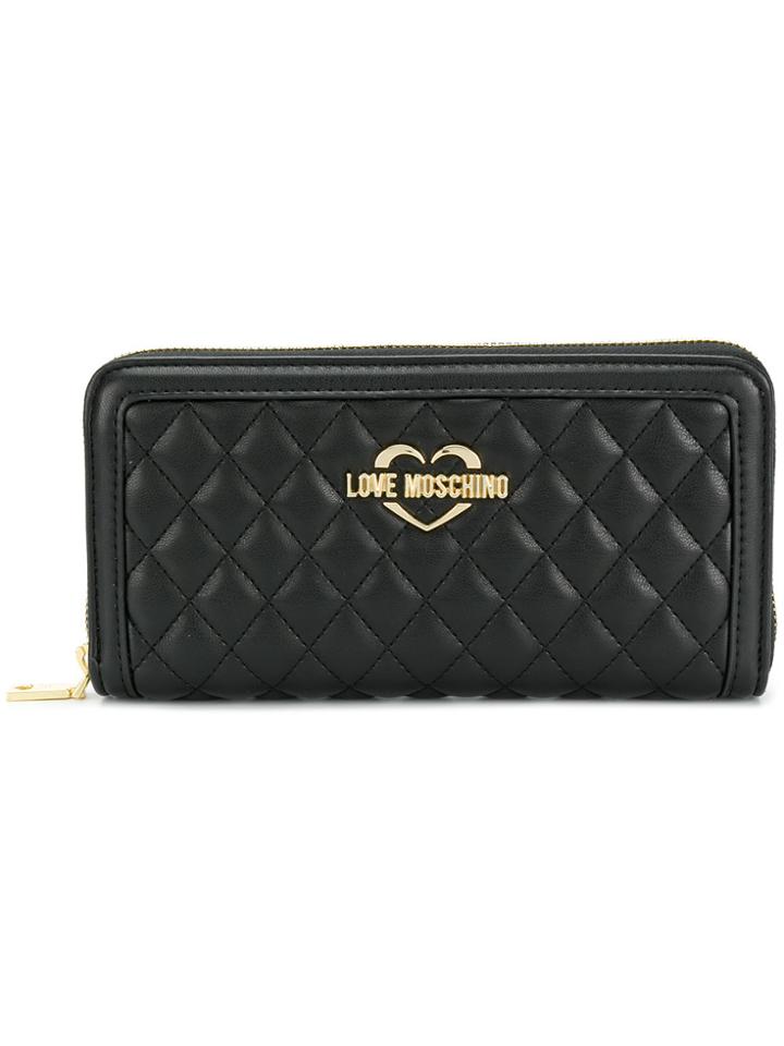 Love Moschino Logo Quilted Wallet - Black