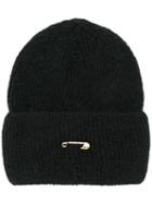 Versace Safety Pin Knitted Hat - Black