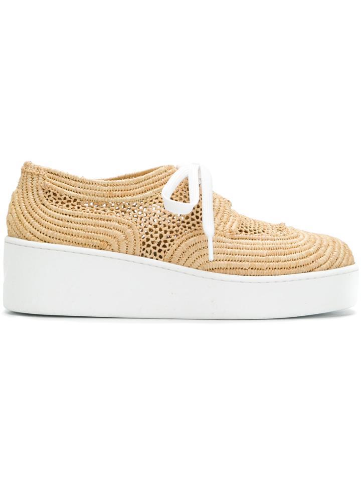 Robert Clergerie Woven Flatform Sneakers - Nude & Neutrals