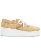 Robert Clergerie Woven Flatform Sneakers - Nude & Neutrals