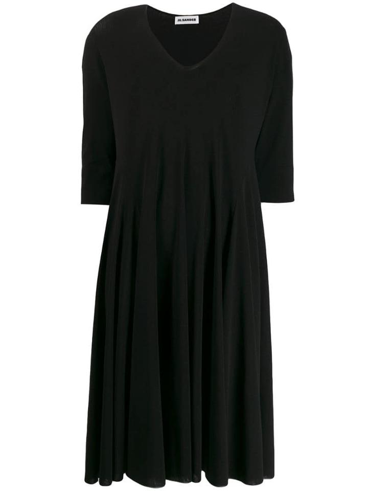 Jil Sander V-neck Loose Fit Dress - Black