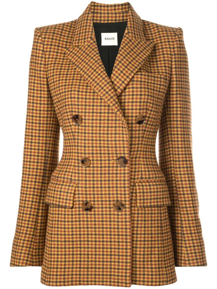 Khaite Fitted Gingham Blazer - Brown