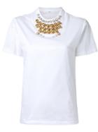Toga Embellished Neck T-shirt, Women's, Size: 36, White, Cotton