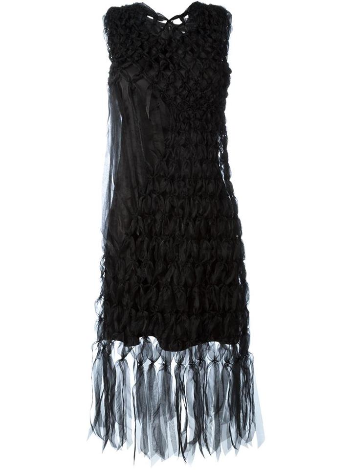 Comme Des Garçons Noir Kei Ninomiya Fringed Hem Midi Dress