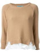 Guild Prime Crew Neck Lace Insert Jumper - Brown