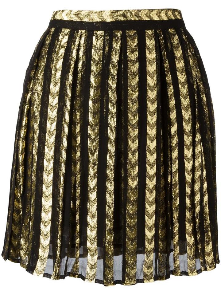 Dodo Bar Or Short Pleated Skirt, Women's, Size: 44, Black, Viscose/polyamide/metallic Fibre
