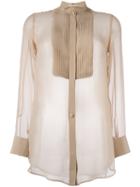 Givenchy Pleated Front Bib Sheer Shirt