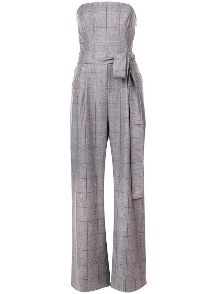 Carolina Herrera Plaid Strapless Tailored Jumpsuit - Grey