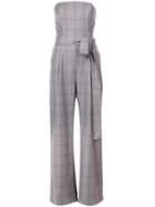Carolina Herrera Plaid Strapless Tailored Jumpsuit - Grey