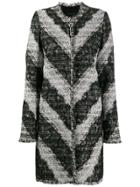 Giambattista Valli Diagonal Stripe Lace-panel Coat - Black