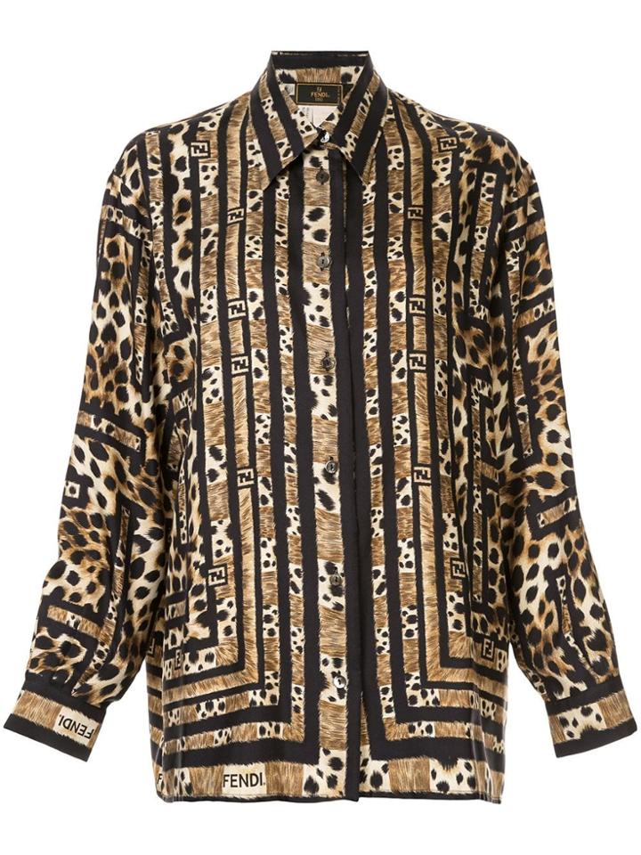 Fendi Pre-owned Leopard Pattern Long Sleeve Top - Brown