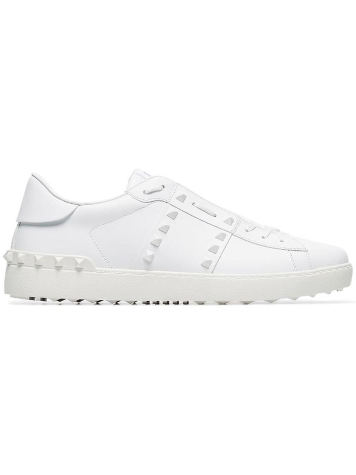 Valentino White Rockstud Stud Leather Sneakers