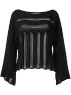 Lost & Found Rooms Open Knit Detail Sweater, Women's, Size: Medium, Black, Cotton