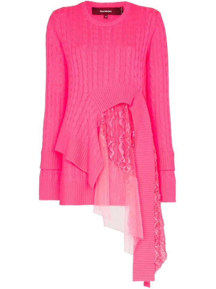 Sies Marjan Trine Lace-insert Asymmetric Sweater - Pink
