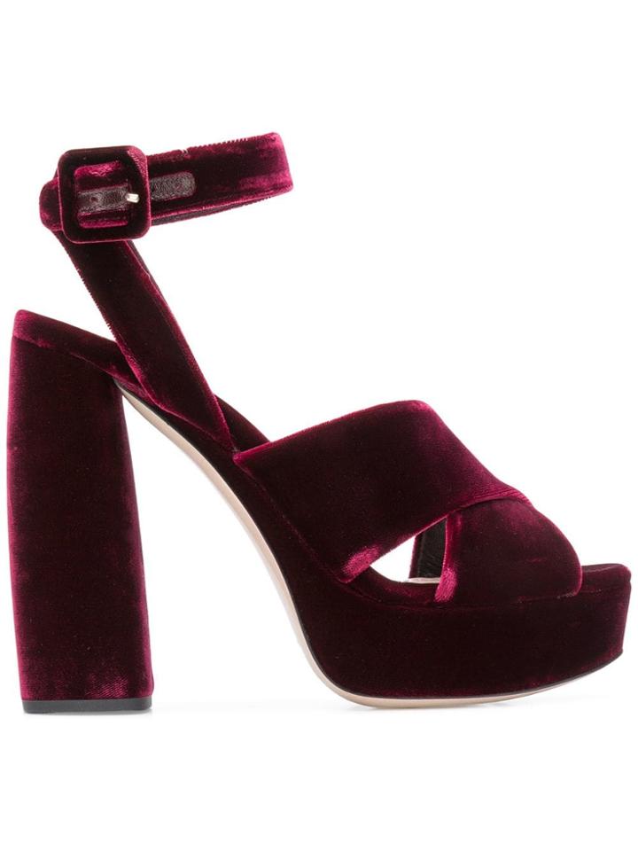 Miu Miu Double Strap Platform Sandals - Pink