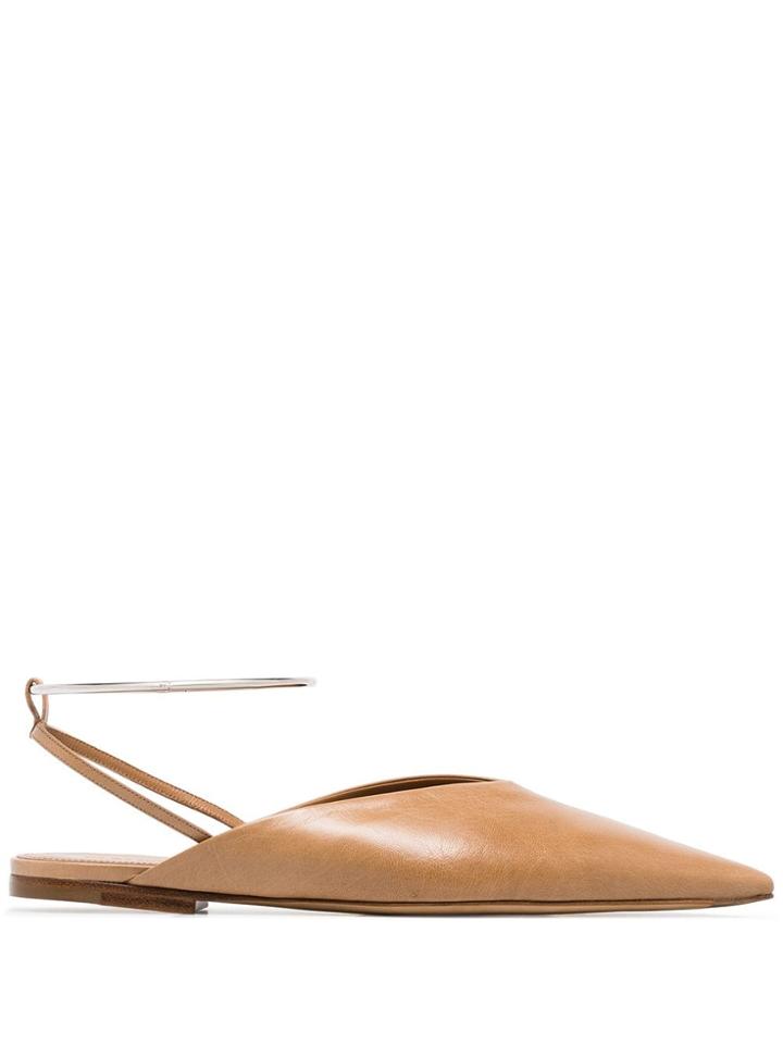 Jil Sander Metal Ankle Flats - 103 - Brown