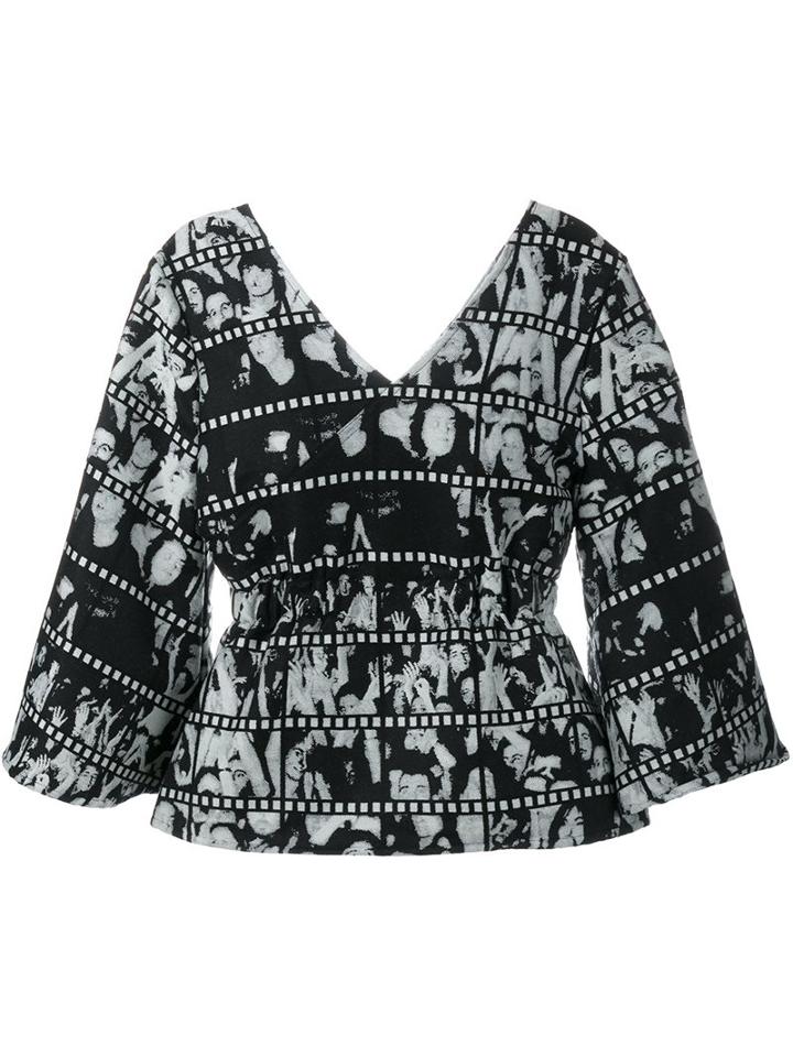 Jour/né Film Print Top, Women's, Size: 34, Black, Acrylic/polyester/wool