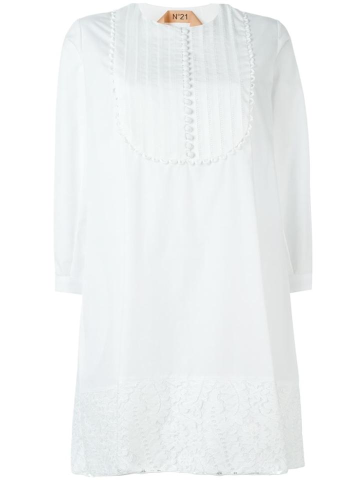 No21 Scalloped Bib Tunic Dress, Women's, Size: 42, White, Cotton