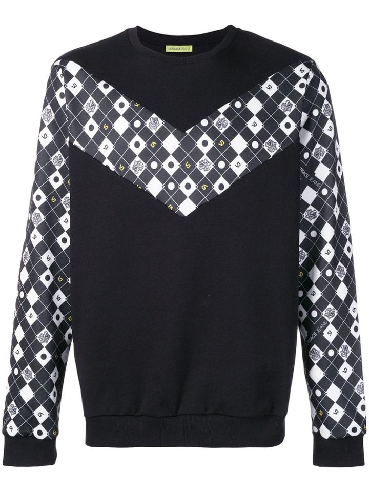 Versace Jeans Checked Panel Sweatshirt - Black
