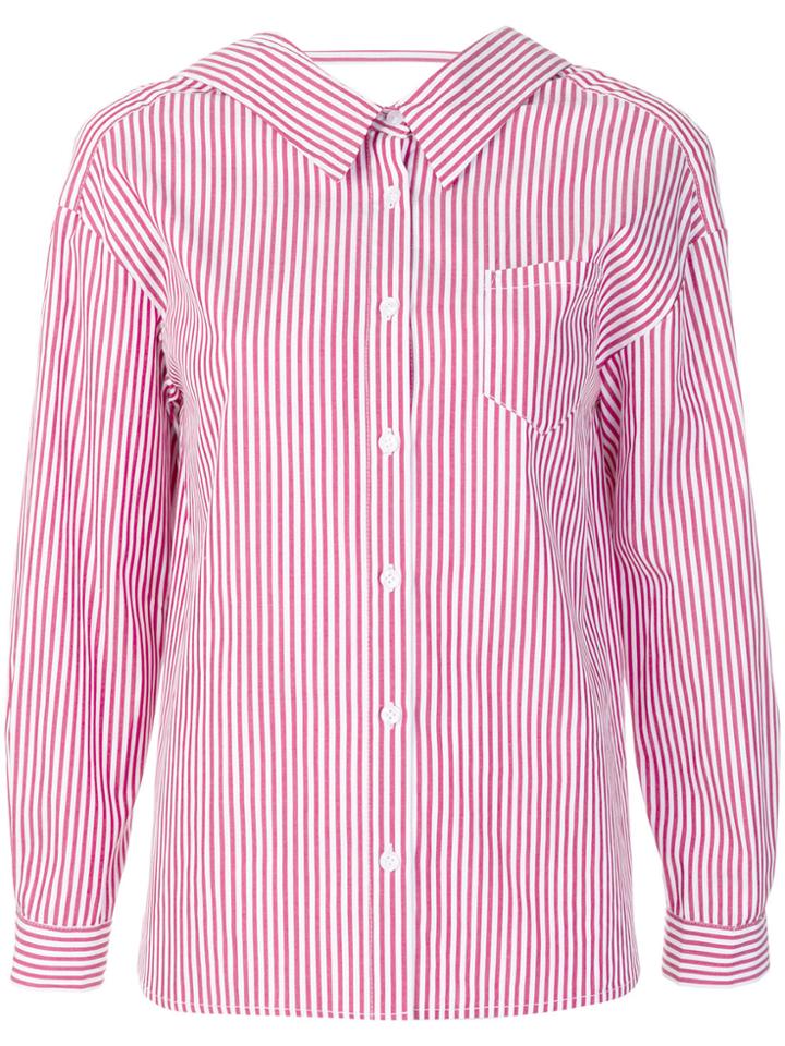 Jovonna Button Striped Shirt - Pink & Purple