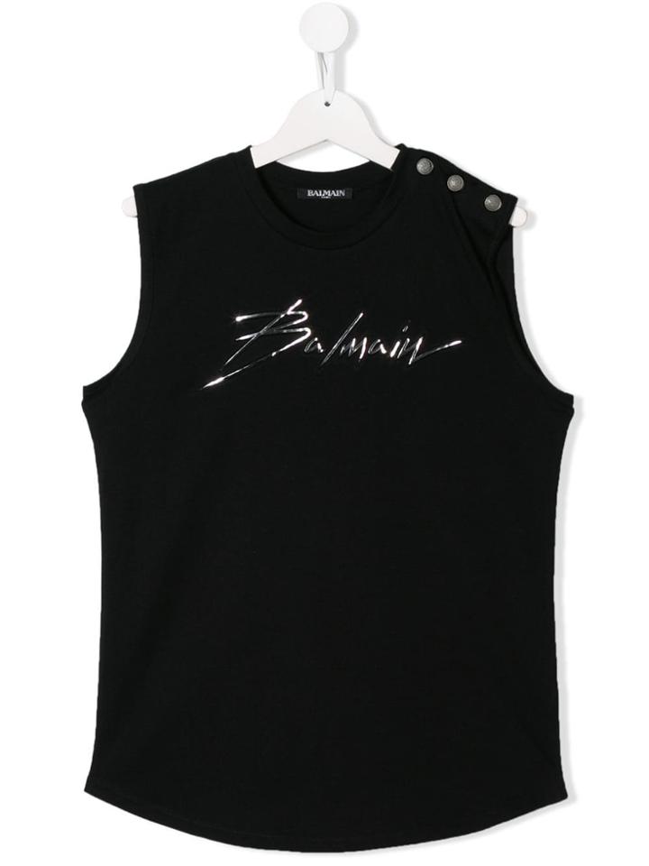 Balmain Kids Logo Tank Top - Black
