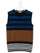 Paolo Pecora Kids Teen Striped Fine-knit Vest - Blue