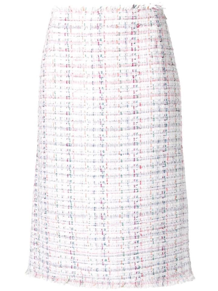 Thom Browne Ribbon Tweed Pencil Skirt - White