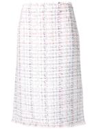 Thom Browne Ribbon Tweed Pencil Skirt - White