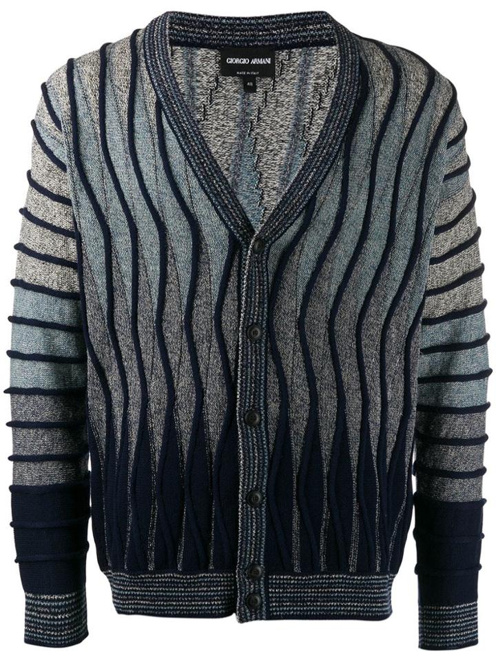 Giorgio Armani Undulating Ripples Cardigan - Blue