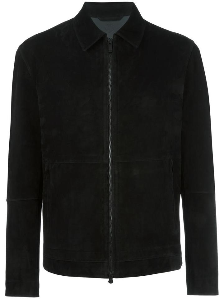 Z Zegna Zipped Suede Jacket, Men's, Size: Xl, Black, Lamb Skin