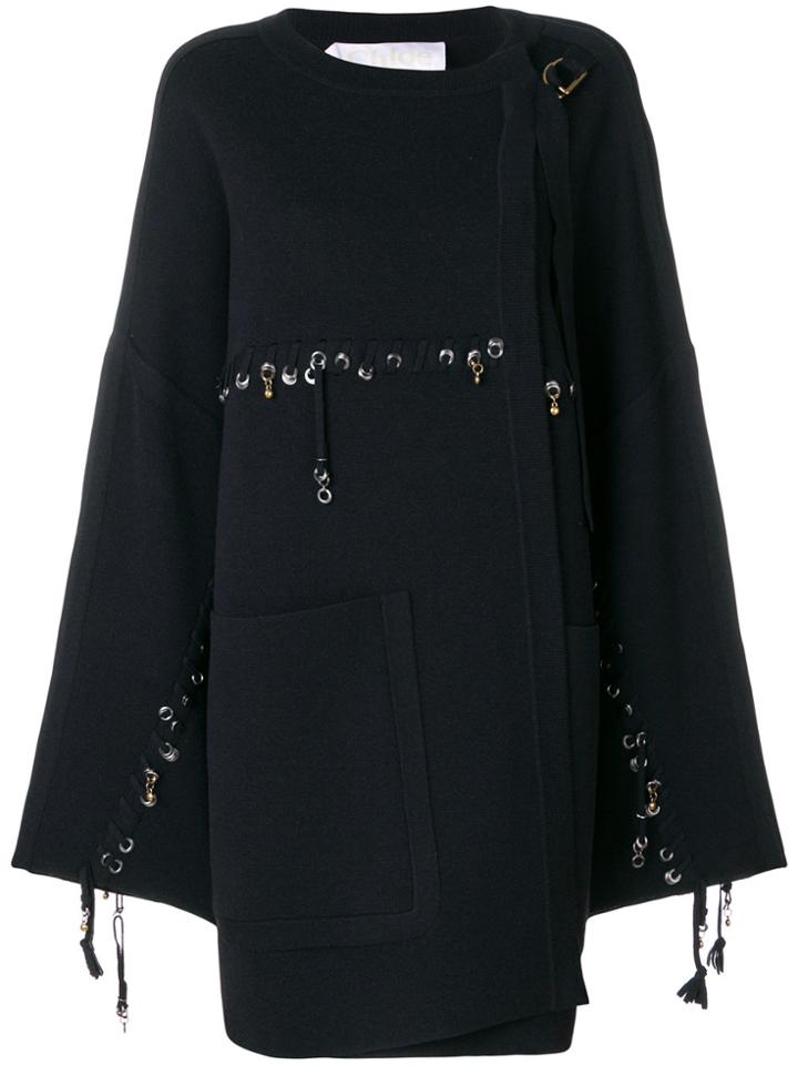 Chloé Stitch And Ring Embellished Jacket - Blue