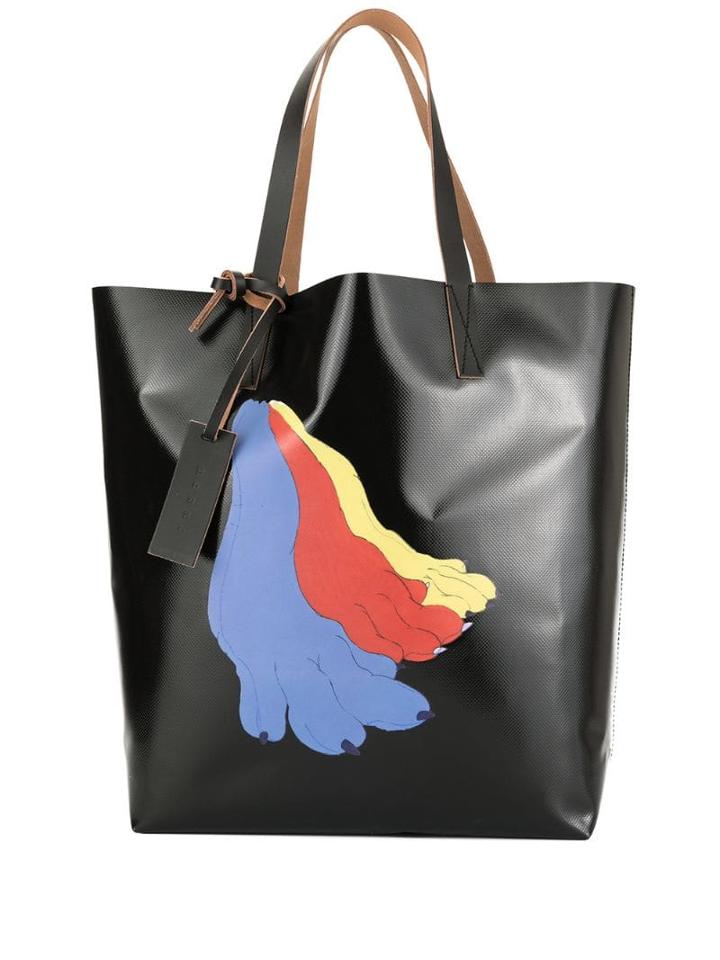 Marni Contrasting Feet Tote - Black