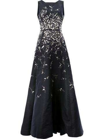 Oscar De La Renta - Sequin Appliqué Dress - Women - Silk - 8, Black, Silk