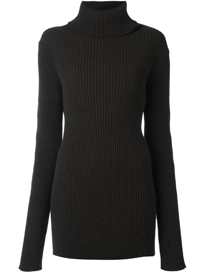 Ann Demeulemeester Roll Neck Ribbed Pullover, Women's, Size: Small, Brown, Nylon/alpaca