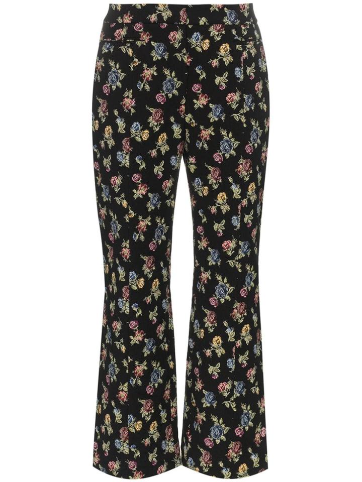 Erdem Valary Floral-jacquard Cropped Trousers - Black