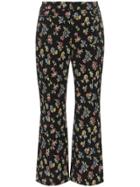 Erdem Valary Floral-jacquard Cropped Trousers - Black