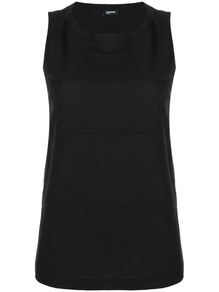 Jil Sander Navy Ribbed Tank Top - Blue