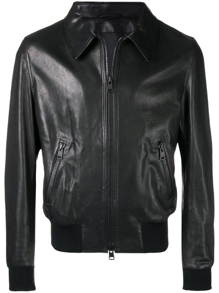 Ami Paris Zipped Suede Jacket - Black