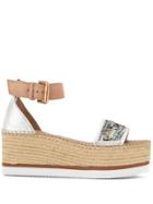See By Chloé Glyn Platform Espadrille Sandals - Silver